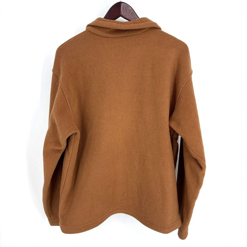 Columbia Fleece Jacket Mens Large Brown Embroidery Full‎ Zip Pockets Vintage